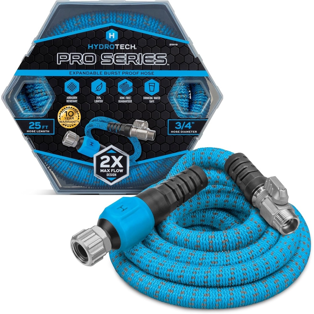 image:imageHydroTech Pro Series 25 ft Max Flow Garden Hose 34 in Diameter  Patented Force Control Technology delivers 2x max water flow with lightweight kinkfree performance and compact storage25 Feet