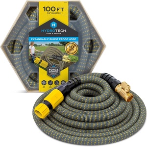 HydroTech 25 ft Expandable Burst-Proof Garden Hose, 5/8 in Diameter | Patented Force Control Technology delivers lightweight, kink-free flexibility, compact storage and dependable durability.(100 Feet)