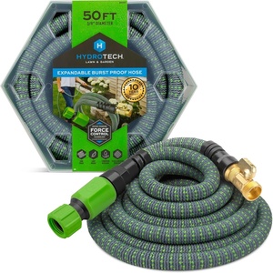 HydroTech 25 ft Expandable Burst-Proof Garden Hose, 5/8 in Diameter | Patented Force Control Technology delivers lightweight, kink-free flexibility, compact storage and dependable durability.(50 Feet)