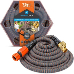 HydroTech 25 ft Expandable Burst-Proof Garden Hose, 5/8 in Diameter | Patented Force Control Technology delivers lightweight, kink-free flexibility, compact storage and dependable durability.(75 Feet)