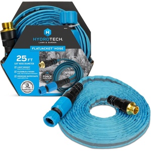 HydroTech FLATJACKET 5/8″ 75 ft Flexible Garden Hose with Patented Force Control Technology – Kink-Free, Lightweight Design for Lawn Care, Gardening, Car Washing, and Outdoor Cleaning(25 Feet)