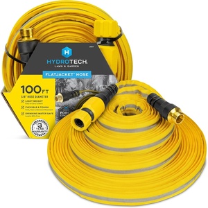 HydroTech FLATJACKET 5/8″ 75 ft Flexible Garden Hose with Patented Force Control Technology – Kink-Free, Lightweight Design for Lawn Care, Gardening, Car Washing, and Outdoor Cleaning(100 Feet)