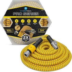 HydroTech Pro Series 25 ft Max Flow Garden Hose, 3/4 in Diameter | Patented Force Control Technology delivers 2x max water flow with lightweight, kink-free performance and compact storage.(100 Feet)
