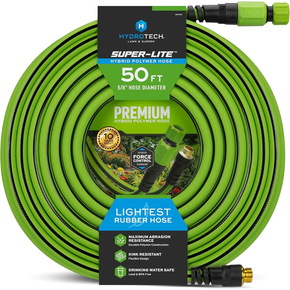 image:imageHydroTech SuperLite Hybrid Polymer Garden Hose 58 x 50 ft  Ultra Lightweight KinkResistant Water Hose Drinking Water Safe Durable Polymer Construction with Force Control Technology50 Feet