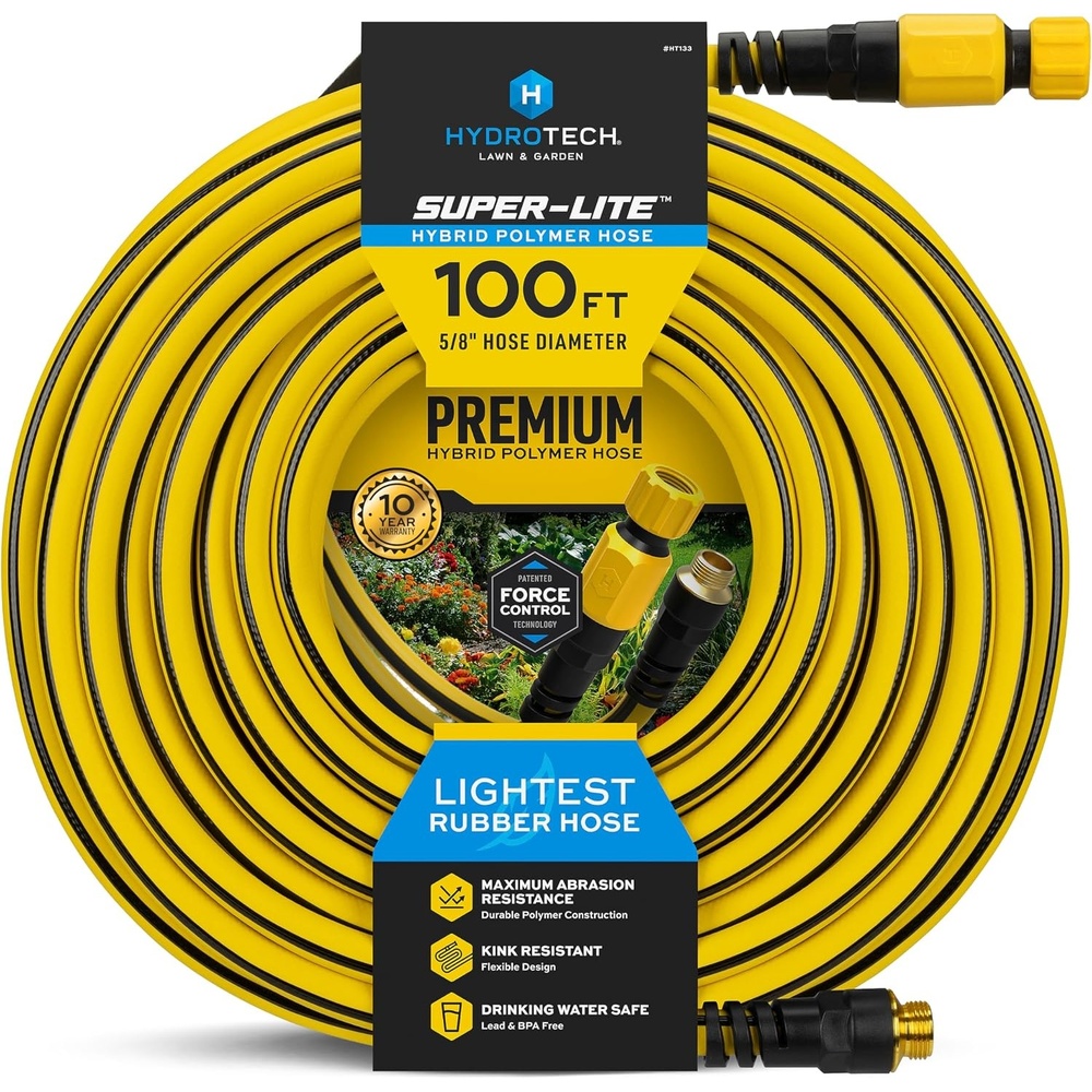 image:imageHydroTech SuperLite Hybrid Polymer Garden Hose 58 x 50 ft  Ultra Lightweight KinkResistant Water Hose Drinking Water Safe Durable Polymer Construction with Force Control Technology100 Feet