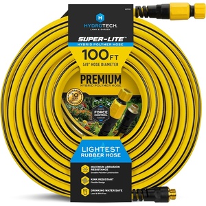 HydroTech Super-Lite Hybrid Polymer Garden Hose 5/8″ x 50 ft – Ultra Lightweight Kink-Resistant Water Hose, Drinking Water Safe, Durable Polymer Construction with Force Control Technology(100 Feet)
